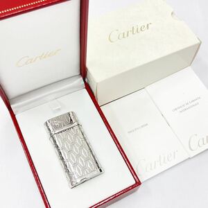 動作品　Cartier カルティエ ローラー ガスライター CA120134 ゴドロン プラチナフィニッシュ シルバー 箱付　喫煙具　R阿1017