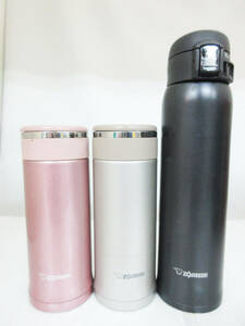 N9008【水筒】3本★象印マホービン★SM-SA36 SM-JA36 360ml★SM-SC60 600ml★ZOJIRUSHI 直飲み ステンレス マグ ボトル★中古