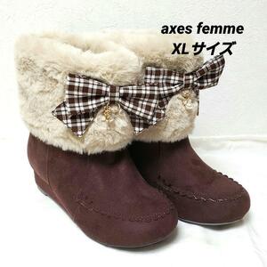 axes femme アクシーズファム　ファー×リボンガーリーブーツ　XLサイズ　21.5