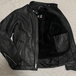 極美品 schott ショット 641 シングルライダースジャケット レザージャケット ライナー ジップアップ 34サイズ バイカージャケット 2WAY