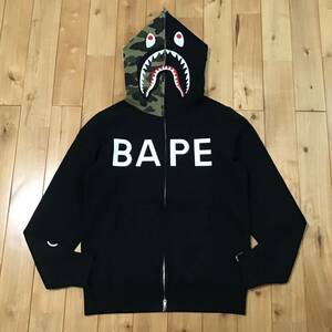 BAPE LOGO シャーク パーカー Sサイズ ブラック shark full zip hoodie a bathing ape エイプ ベイプ アベイシングエイプ 迷彩 yi496