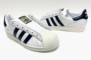 新品!! 名作!! 19年 adidas SUPERSTAR LACELESS スーパースター レースレス レザー ホワイト 白 × 黒 天然皮革 us 4 / 22 ㎝