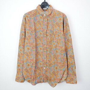 15SS ENGINEERED GARMENTS Round Collar Shirt - Paisley Indian Print コットン 長袖 ペイズリー 花柄 ラウンドカラーシャツ KHAKI S