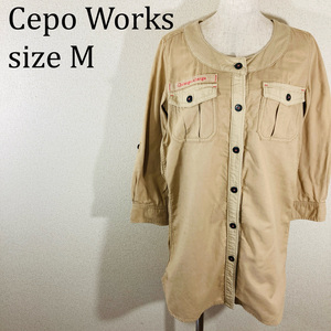 美品★セポワークス Cepo Works 長袖 シャツワンピース カフェオレカラー M ★☆★【値引交渉歓迎】