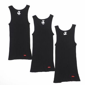 GO8651◎3枚セット Supreme シュプリーム Hanes ヘインズ Tagless Tank Tops (3 Pack) リブ コットン タンクトップ ブラック サイズ