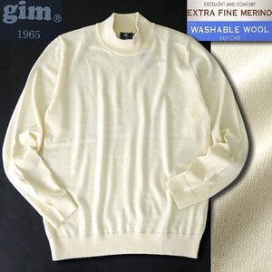 新品 gim ジム 日本製 EXTRA FINE MERINO ウール モックネック ニット LL 白 【I55032】 セーター ミラノリブ 秋冬 メンズ ハイネック