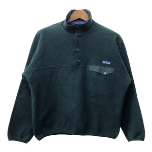 90年代 カナダ製 patagonia パタゴニア スナップT フリースジャケット アウトドア グリーン (メンズ M) 中古 古着 Q5941