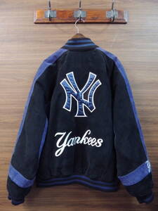 ★ 90S OLD G-Ⅲ Carl Banks ALL LEATHER STADIUM JACKET NEW YORK YANKEES MLBオフィシャル ヤンキース オール レザー スタジャン Lサイズ