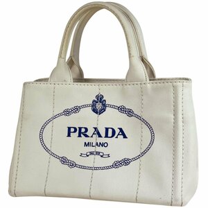 プラダ PRADA カナパ トート 2WAY ショルダーバッグ ハンドバッグ トートバッグ キャンバス ホワイト レディース 【中古】