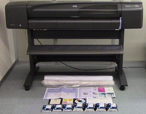 HP DesignJet 800(B0モデル)　HPGL/2で動作確認、付属品(ロール紙Ａ０ + 未使用のプリントヘッド + 未使用のインクカートリッジ）