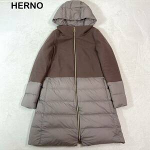 2020年購入 HERNO ヘルノ　ウール切り替え　異素材切り替え　ダウンコート　ダウンジャケット　レディース　Lサイズ相当