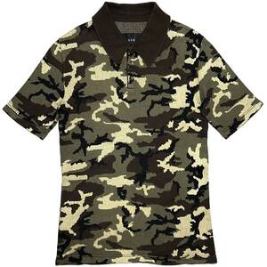 定価2.8万 AKM pima cotton camo plain knit polo shirts Lサイズ ピマコットンカモボーダーニットポロシャツ ジュンハシモト　wjk 1piu