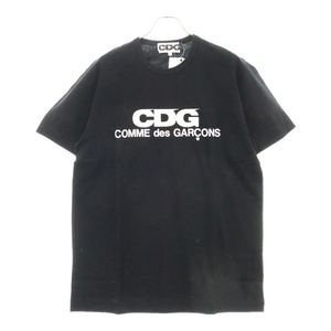 COMME des GARCONS コムデギャルソン CDGロゴ プリント クルーネック 半袖Tシャツ カットソー ブラック SZ-T005