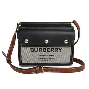 （未使用　展示品）バーバリー BURBERRY ホースフェリー ロゴプリント ショルダーバッグ カーフスキン レザー キャンバス ブラック 8042852