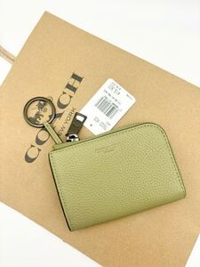 【COACH☆新品】 Lジップ カー キー ケース！モス！レザー！キーリング！