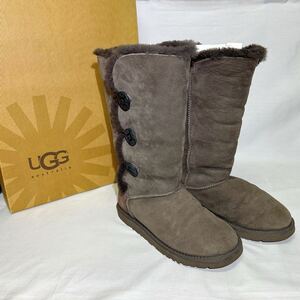 ☆美品★24cm★UGG アグ ベイリーボタン トリプレット チョコレート 1873 WOMEN BAILEY BUTTON TRIPLET CHOCOLATE (10225②C