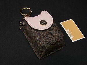 ■新品■未使用■ MICHAEL KORS マイケルコース MK柄 レザー×PVC エアーポッズケース イヤホンケース ブラウン系×ピンク系 BG3996