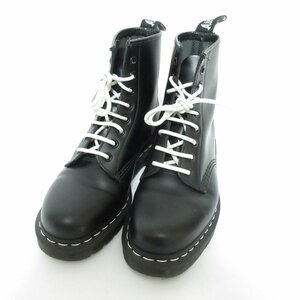 新品同様 Dr.Martens ドクターマーチン 1460 ホワイトステッチ レザー 8ホール ショートブーツ UK6 約25cm ブラック ◆