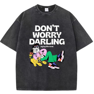 DON’T WORRY DARLING 半袖 プリントTシャツ オーバーサイズ ブラック メンズ レディース男女兼用 S