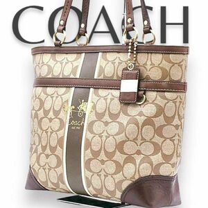 【人気 良品】COACH コーチ ヘリテージ トートバック PVC ホースアンドキャリッジ 11350 シグネチャー 大容量 A４ ビジネス　通勤