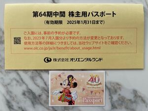 ディズニーリゾート　株主優待券×1枚（有効期限：2025年1月31日まで）