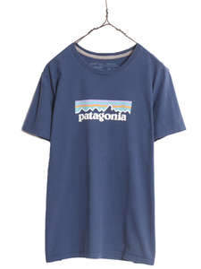 20年製 パタゴニア プリント 半袖 Tシャツ レディース L 古着 Patagonia アウトドア P-6 ボックスロゴ オーガニック コットン パステル 紺