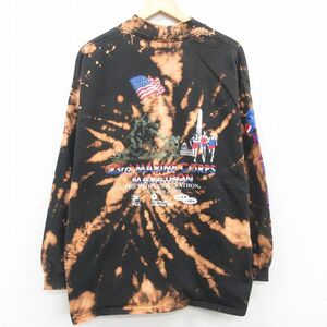 XL/古着 リー Lee 長袖 ビンテージ Tシャツ メンズ 90s ミリタリー USMC マリーンコープス マラソン 大きいサイズ コットン ハイネック