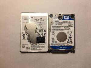 中古パーツ 2.5 インチ SATA 内蔵ハードディスク 厚さ7mm 500GB HDD 5400RPM 2台セット売り 正常品 500(5400)-20