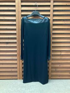 N 318未使用品【GUCCI グッチ】レザー切替 ワンピース ブラック SIZE M