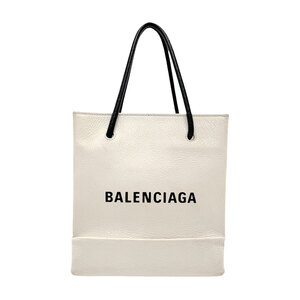 バレンシアガ BALENCIAGA ハンドバッグ トートバッグ ショッピングトート レザー オフホワイト/ブラック z3111