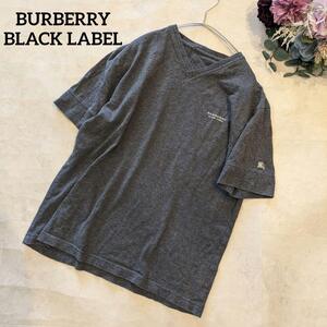 BURBERRY BLACK LABEL 　バーバリーブラックレーベル　Vネック　Tシャツ　ロゴ　レディース　