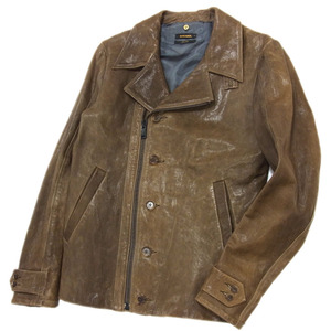 定価15万円●DIESEL BLACK GOLD ラムレザー ライダース ジャケット 革ジャン ディーゼル メンズ Sサイズ 羊革 VINTAGE加工 正規品