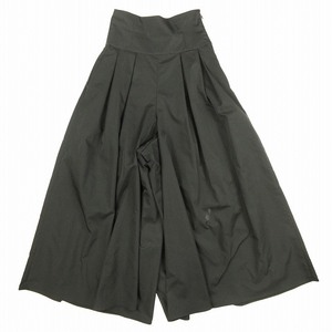 美品 ユナイテッドアローズ UNITED ARROWS P ボリューム ワイドパンツ フレア タック クロップド 七分丈 1514-202-5216 サイズ34