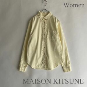 【極美品】 MAISON KITSUNE イタリア製 メゾンキツネ シャツ ボタンダウンシャツ ピンオックス コットン トップス イエロー size 34 sk