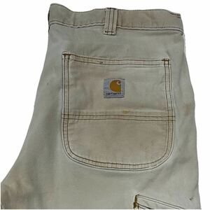 Carhartt カーハート ダックダブルニーペインターパンツ W34 ブラウン 超フェード ボロ (D142)