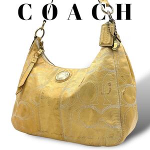 COACH　コーチ　ワンショルダーバッグ　シグネチャー　黄色　F19282