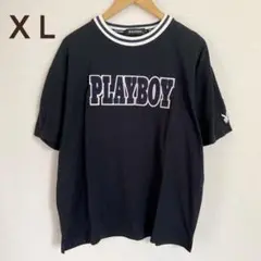 PLAY BOY プレイボーイ　メンズ　半袖　Tシャツ　ワッペン　ブラック　XL