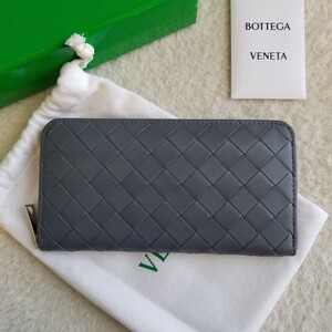 新品 BOTTEGA VENETA ボッテガヴェネタ イントレチャート ラウンドファスナー ウォレット 長財布 サンダー 593217VCPQ41242 国内完売