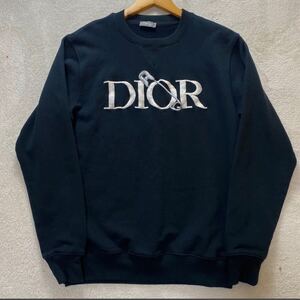 【極美品・名作コラボ】 DIOR HOMME ディオール ジュディブレイム コラボ メンズ トレーナー スウェット ロゴ 刺繍 ブラック M相当