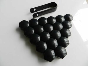 ■訳あり◆汎用品17mm◆ナット☆クロ黒 カバー キャップ ホイール ボルト☆ABS強化プラスチック 20個セット価格/工具付き