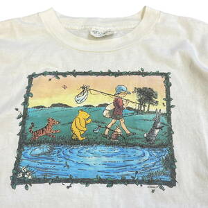 90s USA製 Disney プーさん Tシャツ XL ホワイト Classic Pooh くまのプーさん ディズニー キャラクター PLANT THE EARTH ヴィンテージ