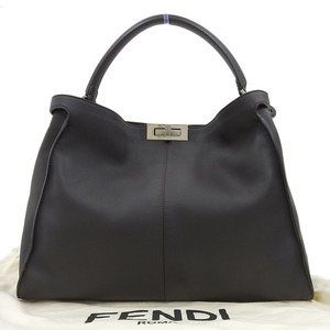 【本物保証】 布袋付 超美品 フェンディ FENDI ピーカブー エックスライト 8BN304 ハンドバッグ レザー ダークブラウン 内側FF柄 ズッカ柄