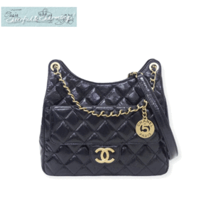 CHANEL マトラッセホーボーバッグ ショルダーバッグ ブラック レザー ゴールドココマーク AS3690