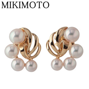 ミキモト パール ピアス アコヤパール3.7mm～4.8mm K18YG 新品仕上げ済 MIKIMOTO【20386】