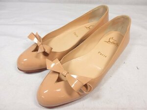 超美品 【クリスチャンルブタン Christian Louboutin】 パテントレザー リボンパンプス 靴 (レディース) 36.5 ライトベージュ □30LZ4703□