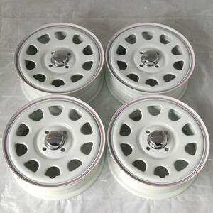 新品 デイトナ 14-5.0J＋42 4-100 ホワイト タイヤ付4本SET 155/65R14 グッドイヤー EG01 軽自動車用 NBOX エブリイ (W2426-0)