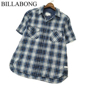 BILLABONG ビラボン 春夏 半袖 ワーク インディゴ★ チェック シャツ Sz.M　メンズ　A3T04245_4#A