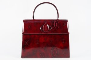 【超美品】Cartier カルティエ ハッピーバースデー ハンドバッグ ボルドー ブランド鞄【QH3】