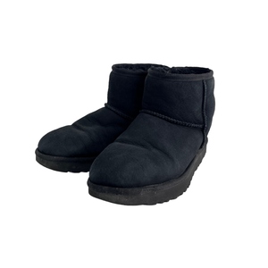 アグ UGG CLASSIC MINI クラシック ミニ ムートン ショート ブーツ US7 24cm ブラック 黒 1016222 レディース