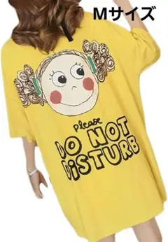 ロングシャツ Mサイズ レディース 半袖 ワンピース ゆったり 黄色 tシャツ